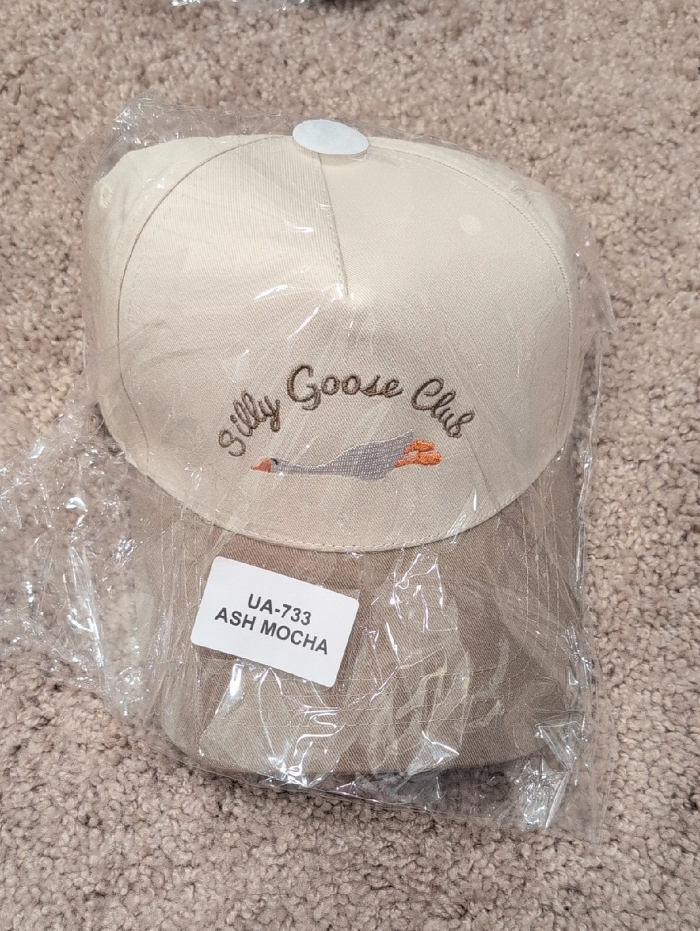 Zenana Outfitters Beige and Mocha 'Silly Goose Club' Embroidered Baseball Cap